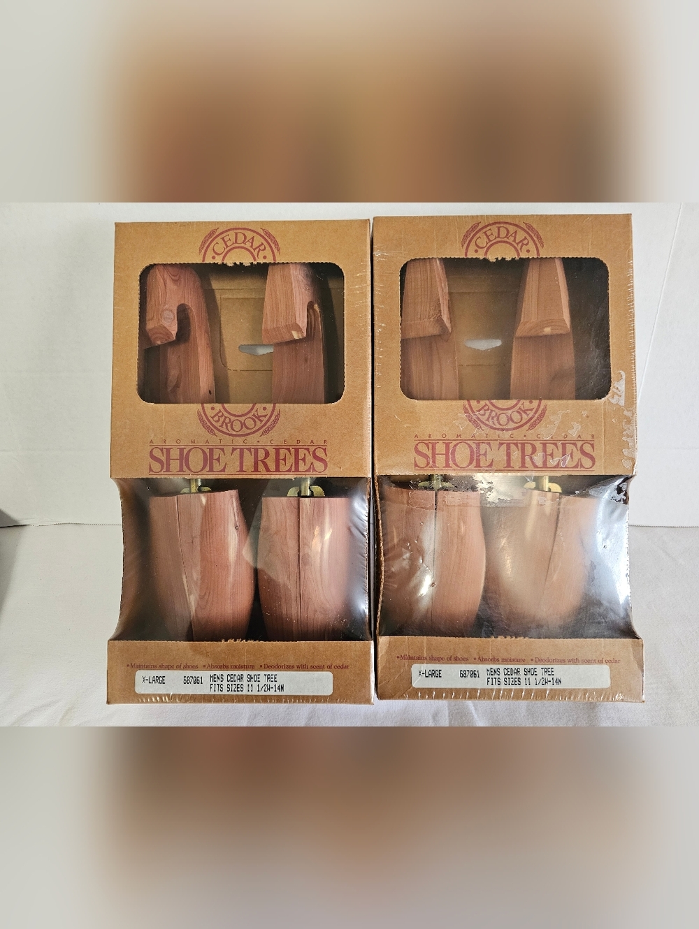2 PAIR SHOE TREES CEDAR BROOK XLARGE 11½W-14N AROMATIC NEW IN BOX LOT 2 USA